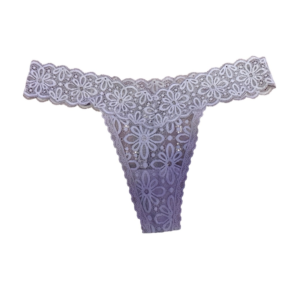 NEW Victoria's Secret Women's Lilac‎ Floral Lace Thong Panties Size Medium